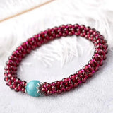 Garnet Bracelet Healing Gemstone Fine Jewelry With Amazonite Beads