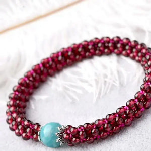 Garnet Bracelet Healing Gemstone Fine Jewelry With Amazonite Beads