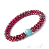 Garnet Bracelet Healing Gemstone Fine Jewelry With Amazonite Beads