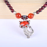 Garnet Bracelet 925 Silver Fox Charm Women's Jewelry Gift