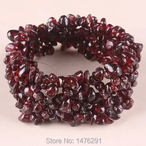 Natural Garnet Chip Beads Gem Stretchy Bracelet