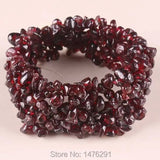 Natural Garnet Chip Beads Gem Stretchy Bracelet