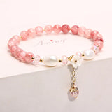 Garnet Crystal Bracelet Freshwater Pearl Female Lady Shell Flower Jewelry