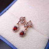 Garnet Earrings S925 Sterling Silver for Girlfriends