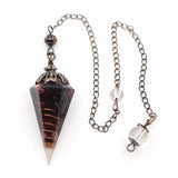 Garnet Gravel Stone Resin Pendulum Pendant Reiki Healing Amulet Dowsing Jewelry