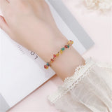 Natural Garnet Green Agate Colored Tourmaline Adjustable Bracelet Hand Winding