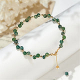 Natural Garnet Green Agate Colored Tourmaline Adjustable Bracelet Hand Winding