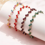 Natural Garnet Green Agate Colored Tourmaline Adjustable Bracelet Hand Winding