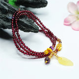 Garnet Leaf Crystal Tassel Bracelet Retro Women Jewelry