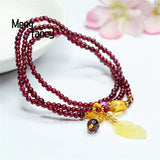 Garnet Leaf Crystal Tassel Bracelet Retro Women Jewelry