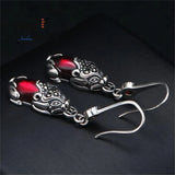 Garnet Pixiu S925 Silver Earrings Charms Fine Jewelry for Women