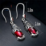 Garnet Pixiu S925 Silver Earrings Charms Fine Jewelry for Women