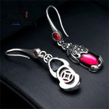 Garnet Pixiu S925 Silver Earrings Charms Fine Jewelry for Women
