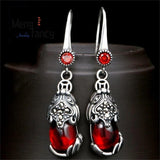 Garnet Pixiu S925 Silver Earrings Charms Fine Jewelry for Women