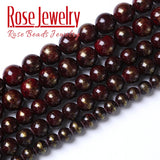 Garnet Red Lapis Lazuli Jades Stone Beads Round Loose Beads DIY Charm Bracelet