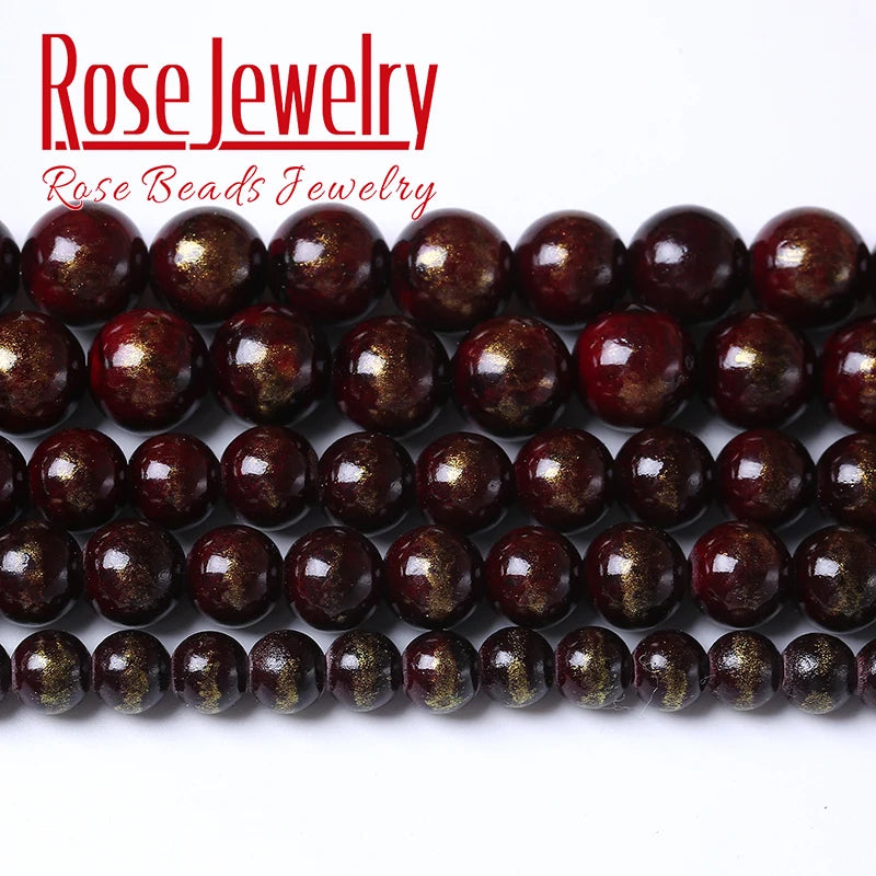 Garnet Red Lapis Lazuli Jades Stone Beads Round Loose Beads DIY Charm Bracelet