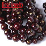 Garnet Red Lapis Lazuli Jades Stone Beads Round Loose Beads DIY Charm Bracelet