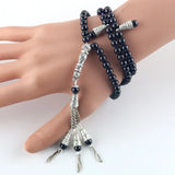 Garnet Round Beads 8mm Islamic Rosary Bracelet with Tassel Pendant