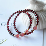 Natural Garnet Stone Strawberry Crystal Bracelet Jewelry Women