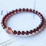 Natural Garnet Stone Strawberry Crystal Bracelet Jewelry Women