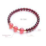 Natural Garnet Stone Strawberry Crystal Bracelet Jewelry Women