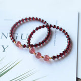 Natural Garnet Stone Strawberry Crystal Bracelet Jewelry Women