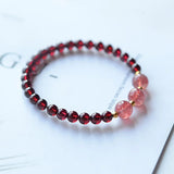 Natural Garnet Stone Strawberry Crystal Bracelet Jewelry Women