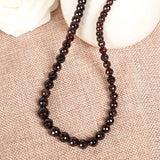 Natural Garnet Stone Cut Beads 10mm Jewelry Necklace for Women