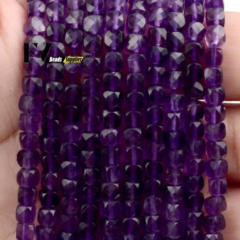 Faceted Amethyst Beads for DIY Jewelry Making 15"