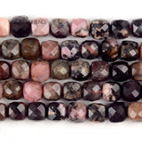 Gem Faceted Rhodonite Square Beads for DIY Jewelry Making