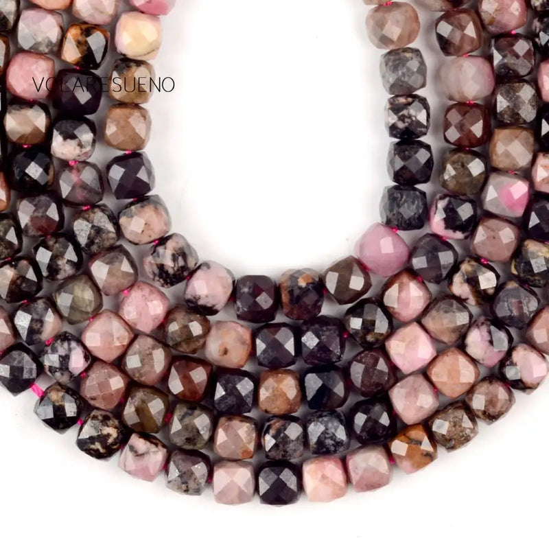 Gem Faceted Rhodonite Square Beads for DIY Jewelry Making
