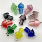 Amethyst Cat's Eye Opal Mushroom Pendant DIY Jewelry 20pcs