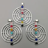 7 Chakra Healing Moon Pendant Charm Beads 12pcs