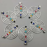 7 Chakra Healing Moon Pendant Charm Beads 12pcs