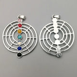 7 Chakra Healing Moon Pendant Charm Beads 12pcs