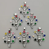 Natural Gem Stone 7 Chakra Healing Reiki Chakra Meditating Figure Pendant