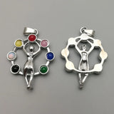Natural Gem Stone 7 Chakra Healing Reiki Chakra Meditating Figure Pendant