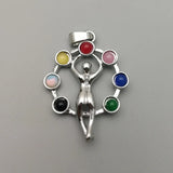 Natural Gem Stone 7 Chakra Healing Reiki Chakra Meditating Figure Pendant