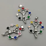 Natural Gem Stone 7 Chakra Healing Reiki Chakra Meditating Figure Pendant