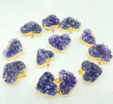 Amethyst Heart Pendant Purple Quartz Raw Geode DIY Jewelry Making 4Pcs