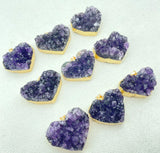 Amethyst Heart Pendant Purple Quartz Raw Geode DIY Jewelry Making 4Pcs
