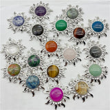 Amethyst Quartz Crystal Agate Sun Pendant Necklace Accessories