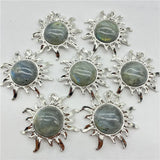 Amethyst Quartz Crystal Agate Sun Pendant Necklace Accessories