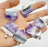 Amethyst Slice Druzys Pendant Purple Crystal Quartz for DIY Jewelry Necklaces