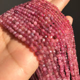 Faceted Fuschia Tourmaline Gem Stone Beads for Jewelry Making DIY Bracelet 15''