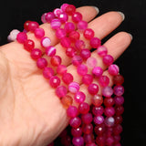 Faceted Tiger Eye Rose Pink Quartz Agate Beads 14''