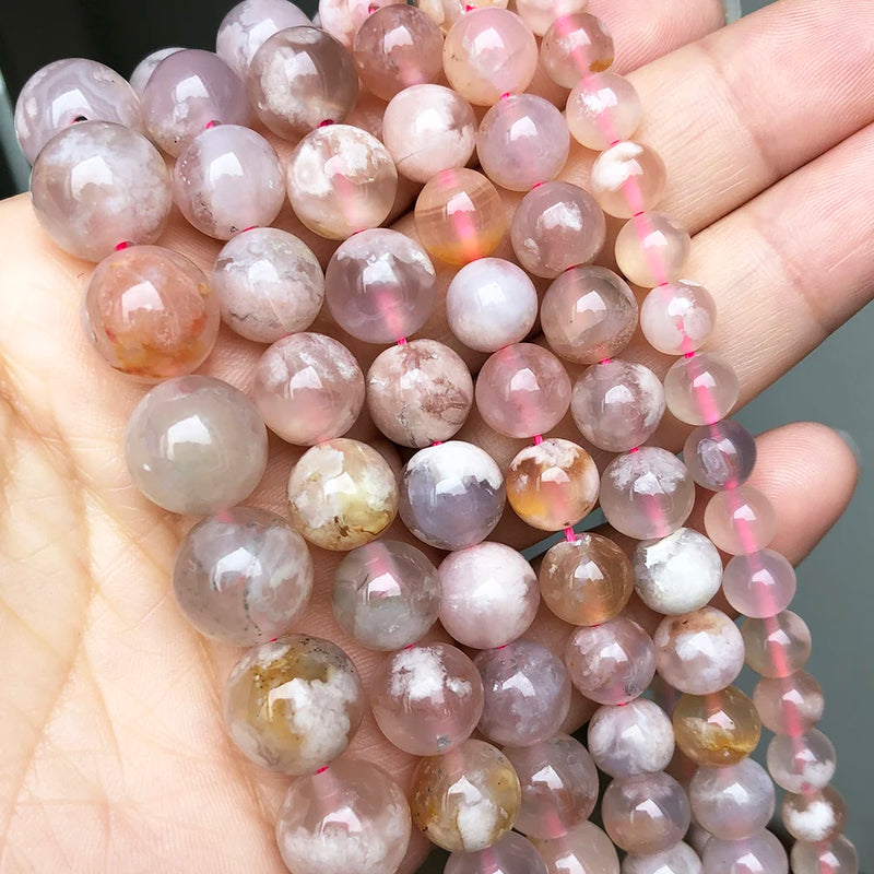 Pink Cherry Agates Round Gem Stone Beads 15'' 6 8 10 12mm