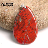 Bloodstone Pendant for DIY Necklace Water Drop Slide Healing Crystals Beads