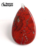 Bloodstone Pendant for DIY Necklace Water Drop Slide Healing Crystals Beads