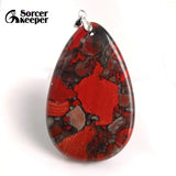 Bloodstone Pendant for DIY Necklace Water Drop Healing Crystals Beads